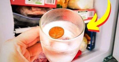 une pièce de 5 centimes au congélateur