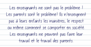 Lettre d’une enseignante