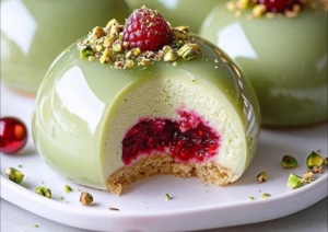 Recette de Dômes de Gâteau🍰 au Fromage Pistache et Framboise