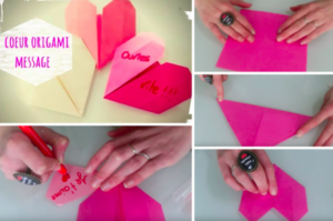 un cadeau en forme de cœur avec des messages dedans