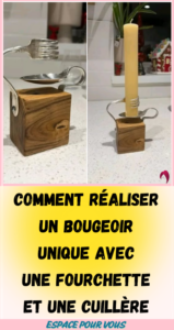un bougeoir avec une fourchette et une cuillère