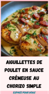 Aiguillettes de Poulet en Sauce Crémeuse au Chorizo simple