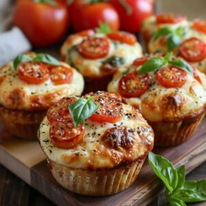 Muffins Tomate, Mozzarella et Basilic