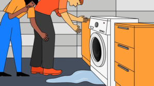 l’eau sort du bac à lessive de votre machine à laver