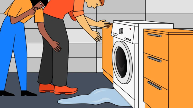 l’eau sort du bac à lessive de votre machine à laver
