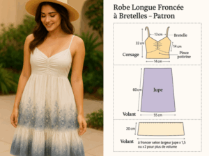 Créez Votre Robe Longue Froncée à Bretelles en Dégradé