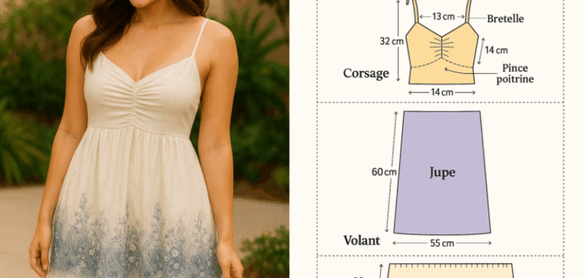 Créez Votre Robe Longue Froncée à Bretelles en Dégradé