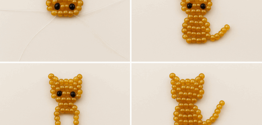 réaliser un petit chat en perles de rocaille