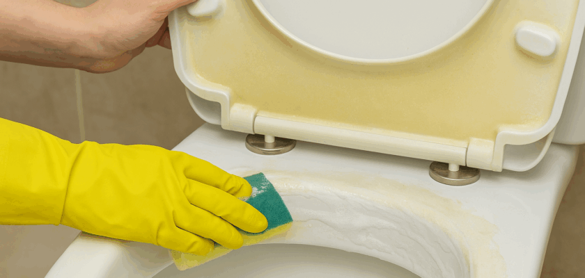blanchir un siège de toilette jauni