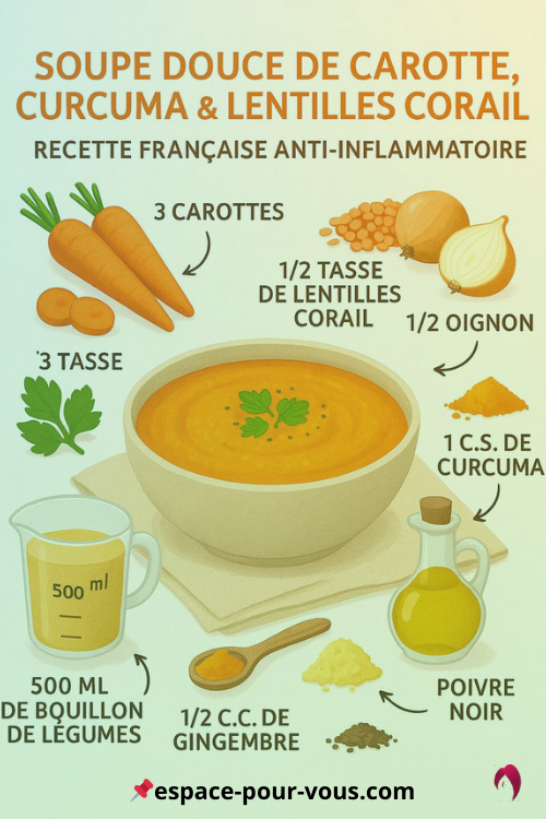 Soupe de carotte, curcuma et lentilles corail 