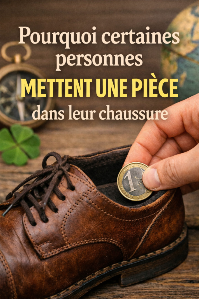 une pièce de monnaie dans leur chaussure