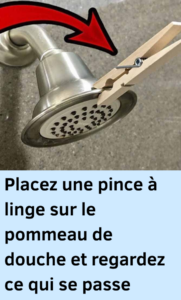 une pince à linge en bois au-dessus de la douche