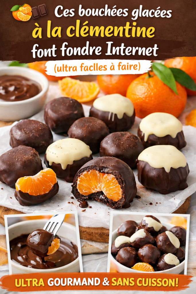 Bouchées glacées à la clémentine et chocolat croquant