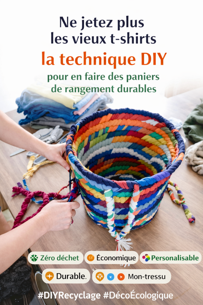 vieux t-shirts en paniers de rangement durables