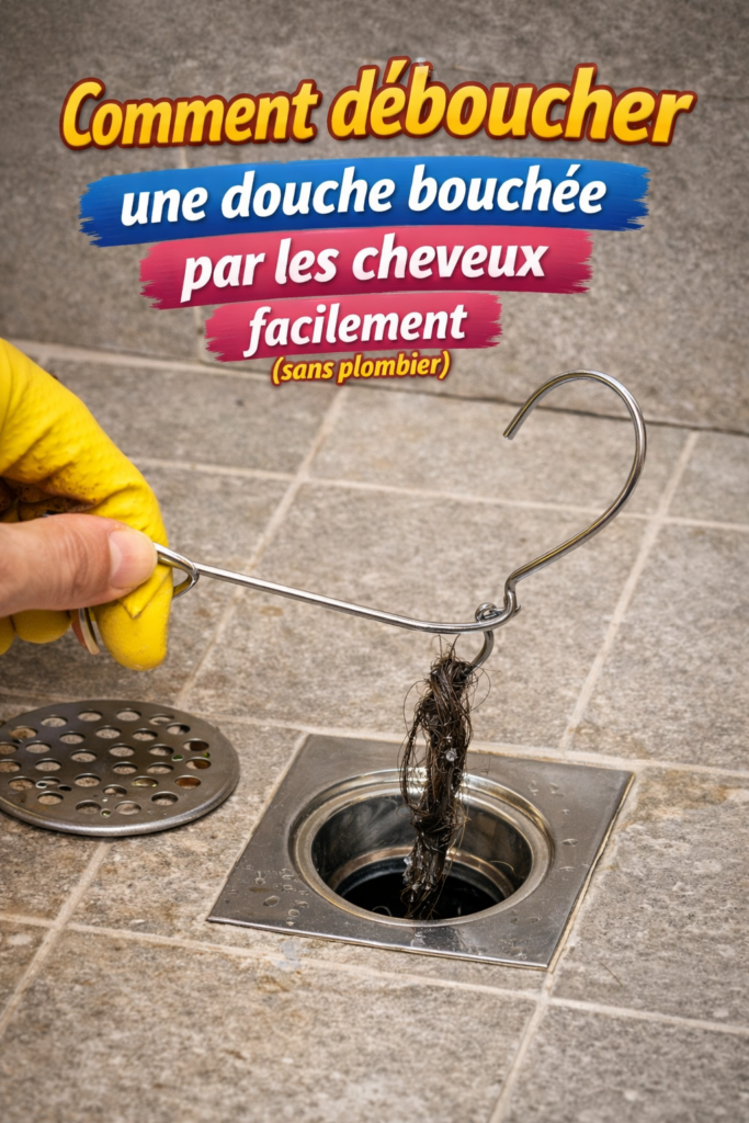déboucher une douche bouchée par les cheveux 