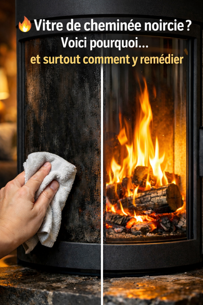 Vitre de cheminée noircie 