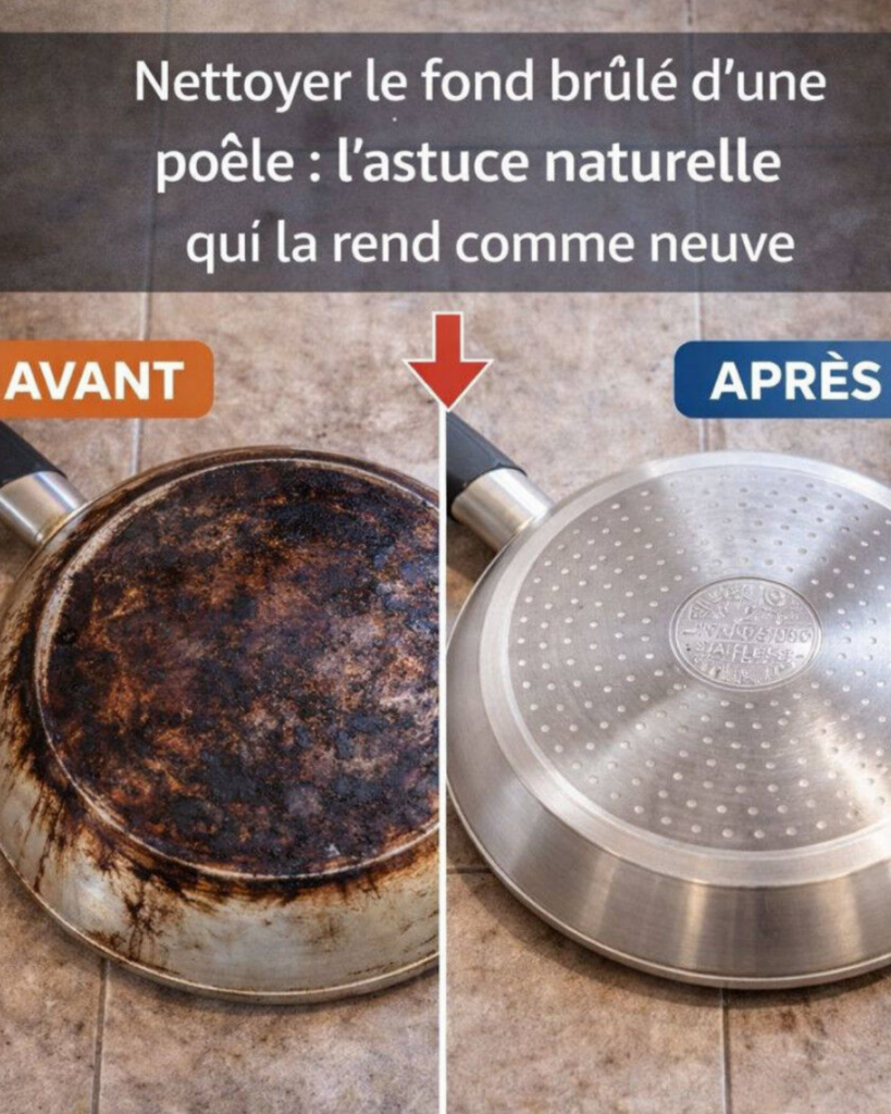 le fond brûlé d’une poêle