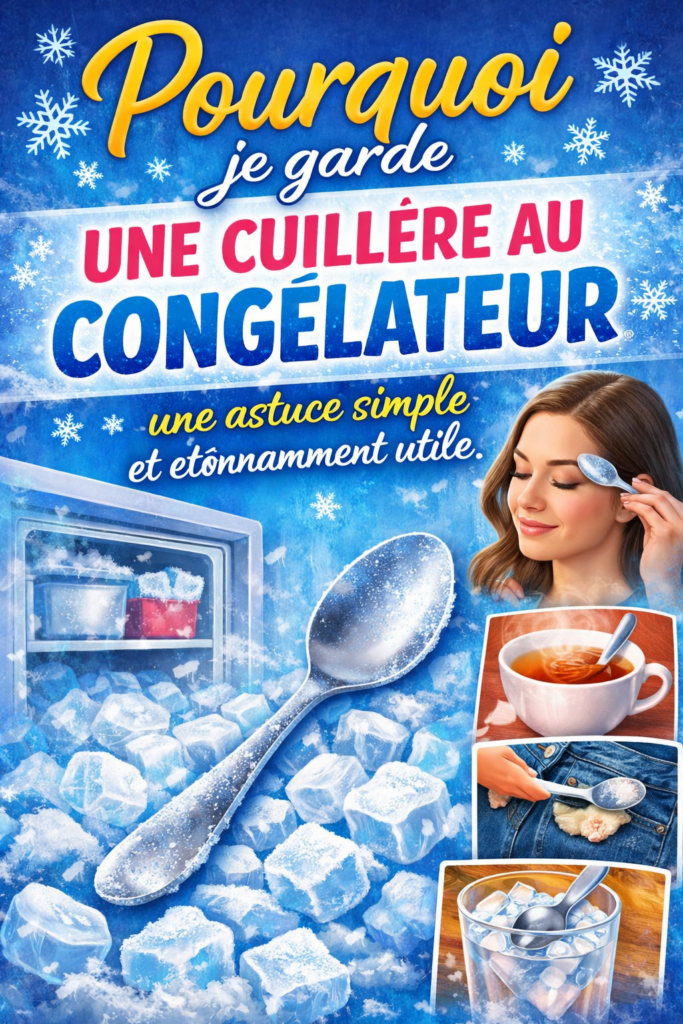 une cuillère au congélateur