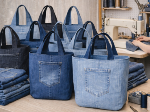 Sac fait maison à partir de jeans recyclés