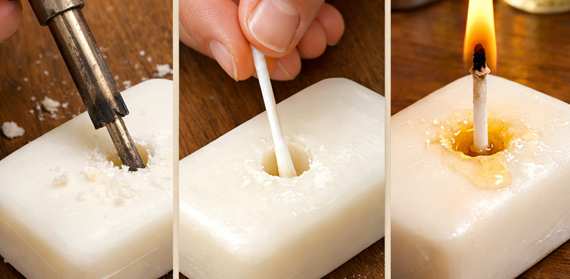 savon transformé en bougie