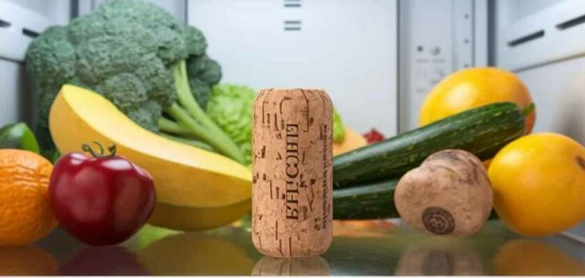 des bouchons de liège dans le réfrigérateur
