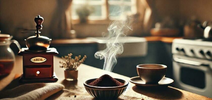 marc de café dans un bocal