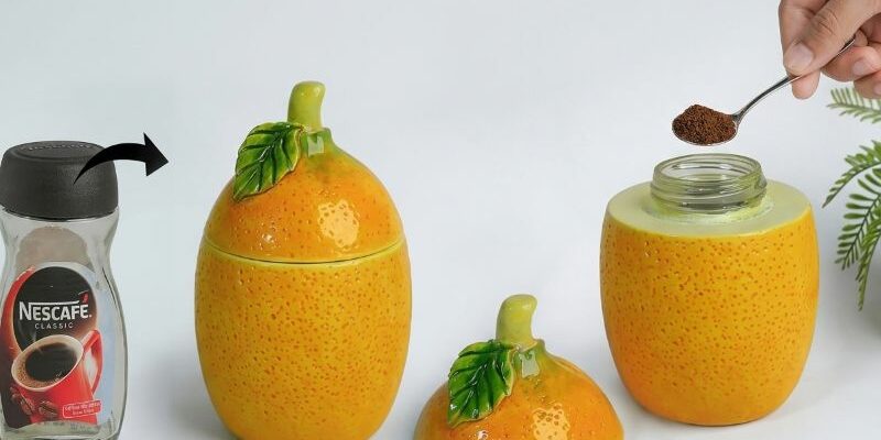 Pot citron ciment avec boite de cafe decorative