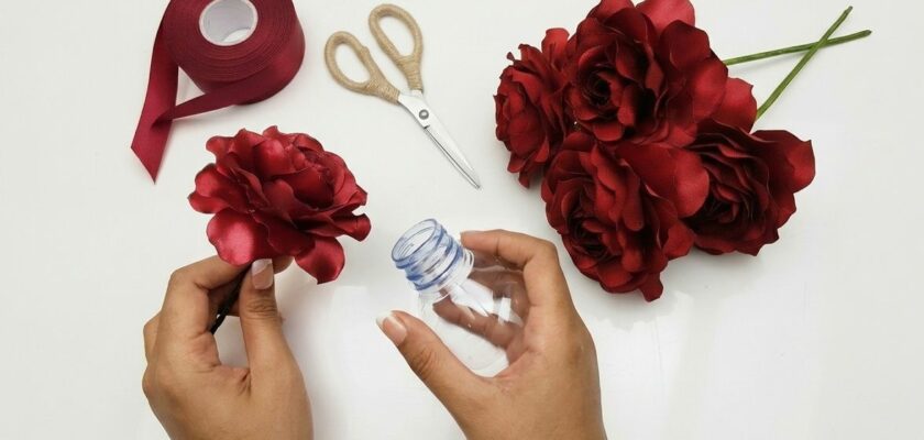 rose en ruban satin