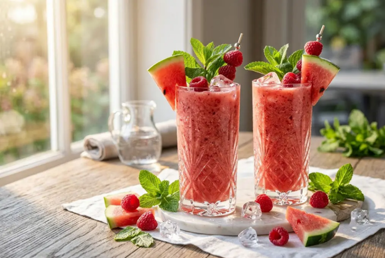 Smoothie pastèque framboise ultra frais