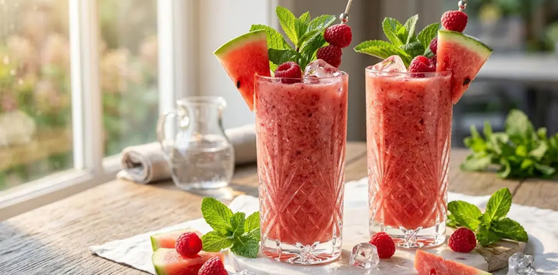 Smoothie pastèque framboise ultra frais