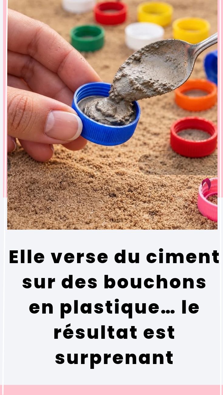 pot de fleurs ciment et bouchons plastique