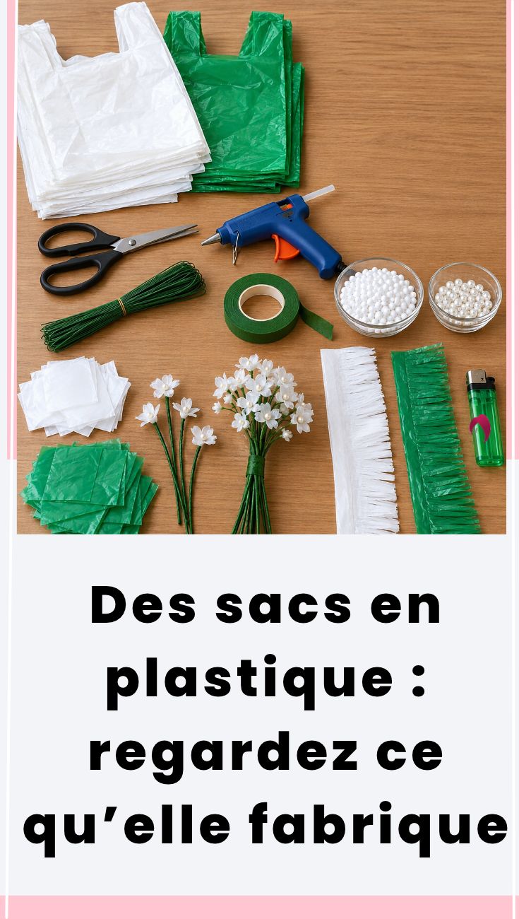 Fleurs de gypsophile décoratives en sacs plastique recyclés