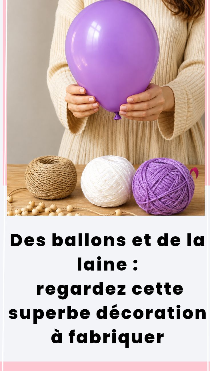 Montgolfière décorative en fil de laine et ballon