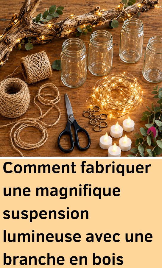 DIY suspension lumineuse branche bocaux
