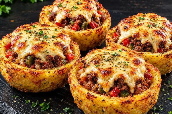 Coupelles de pommes de terre au bœuf haché
