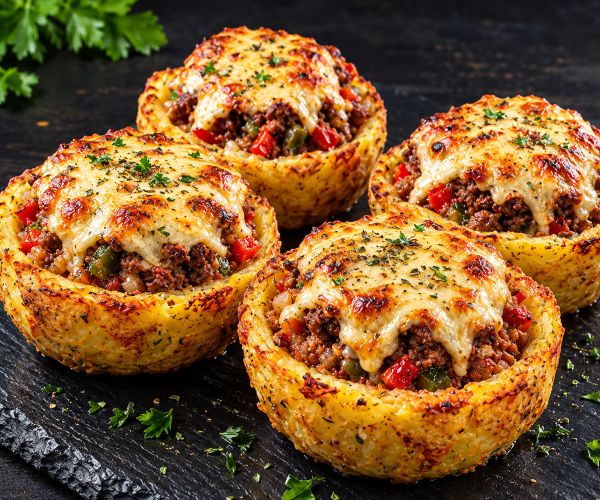 Coupelles de pommes de terre au bœuf haché