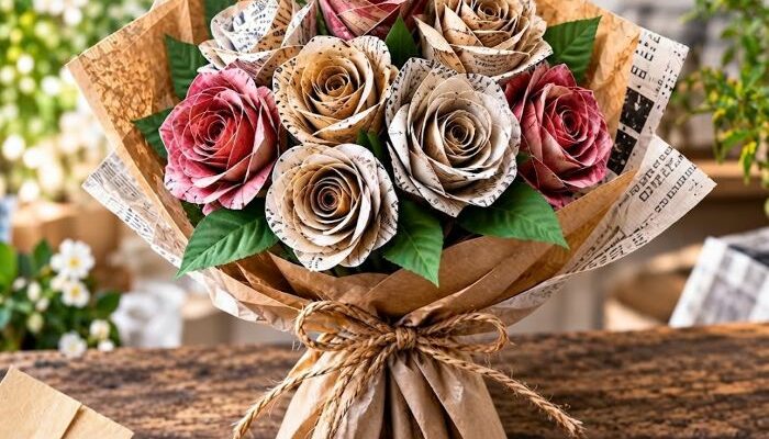 Bouquet de roses en papier