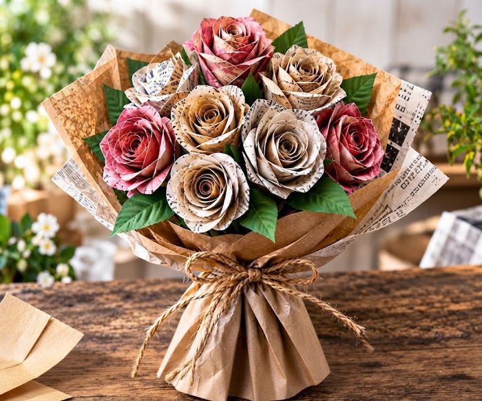 Bouquet de roses en papier