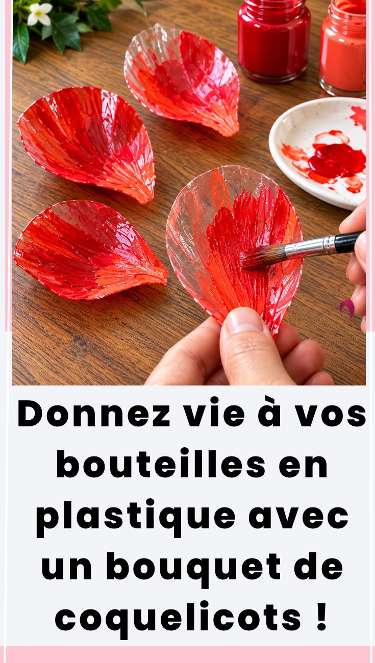 Bouquet de coquelicots colorés en bouteilles en plastique