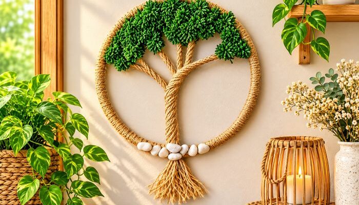 Comment créer une décoration murale en jute avec un cerceau ?