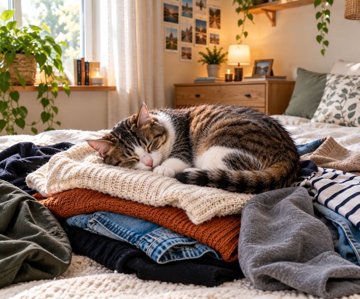 Pourquoi le Chat se Couche sur vos Vêtements