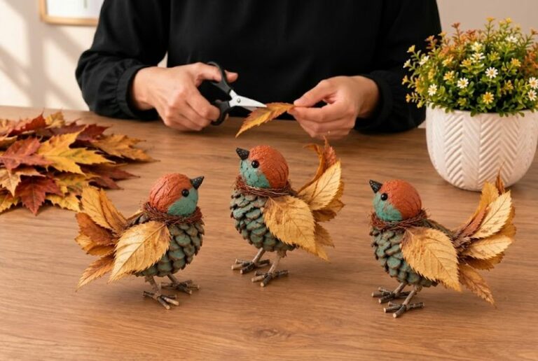 Tuto Oiseau Décoratif Automne Pomme De Pin Et Noix