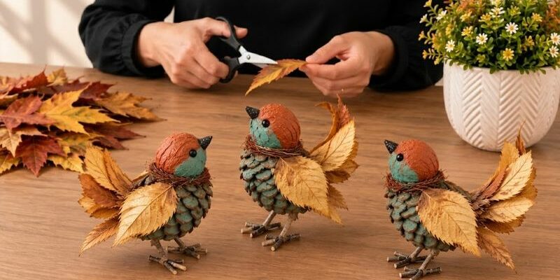 Tuto Oiseau Décoratif Automne Pomme De Pin Et Noix